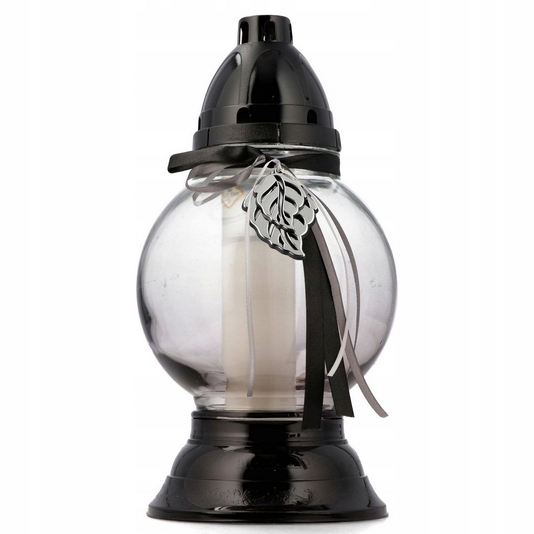 Štýlová parafínová lampa s LED možnosťou, grafitové sklo - 33 cm